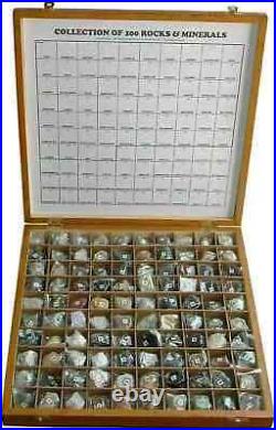 100 Rocks & Minerals Collection in Wooden Box with free shipping