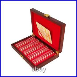 10PCS Wooden Coin Display Storage Box Case Collectible with 50 Capsules Holder