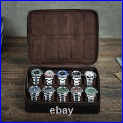 10 Grids Genuine Leather Watch Display Case Watch Collection Storage Holder Box