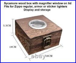 10 Sets of Sycamore Wood Box with Magnifier Window Storage Case for Zippo Lighters