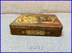 1880 Antique Theodoro Validais Cigarette Tin Box Trader & Oriental Beauty Girl