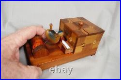 1930s Wooden Inlaid Cigarette Dispenser Box with Pelican