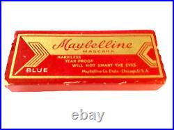 1940s MAYBELLINE BLUE CAKE MASCARA SLIDE CASE RARE Vintage NOS BLUE? RARE