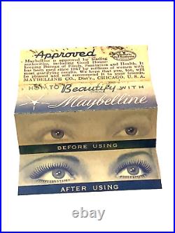 1940s MAYBELLINE BLUE CAKE MASCARA SLIDE CASE RARE Vintage NOS BLUE? RARE