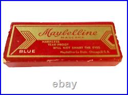 1940s MAYBELLINE BLUE CAKE MASCARA SLIDE CASE RARE Vintage NOS BLUE? RARE