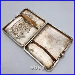 1952 Vintage USSR Cigarette Case Tobacco Box Engraved Silver Plated Hunters