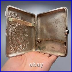 1952 Vintage USSR Cigarette Case Tobacco Box Engraved Silver Plated Hunters 1952 Vintage USSR Cigarette Case Tobacco Box Engraved Silver Plated Hunters
