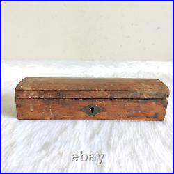 19c Vintage Handcrafted Wooden Pen Pencil Box Decorative Collectible Office WD60