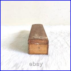 19c Vintage Handcrafted Wooden Pen Pencil Box Decorative Collectible Office WD60