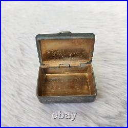 19c Vintage Handcrafted Zinc Tobacco Box Snuff Case Rare Tobacciana M499