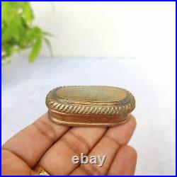 19c Vintage Miniature Brass Box Rich Patina Old Tobacciana Collectible Rare