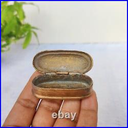 19c Vintage Miniature Brass Box Rich Patina Old Tobacciana Collectible Rare