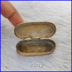 19c Vintage Miniature Brass Box Rich Patina Old Tobacciana Collectible Rare