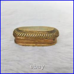 19c Vintage Miniature Brass Box Rich Patina Old Tobacciana Collectible Rare