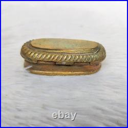 19c Vintage Miniature Brass Box Rich Patina Old Tobacciana Collectible Rare