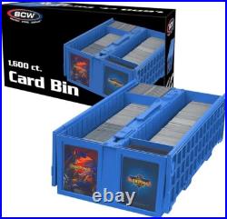 1 Case (6) BCW Collectible Card Bins Holds 1600 Cards Storage Hinged Lid Blue
