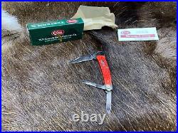 2004 Case Silver Script Seahorse Knife Red Bone Handles Mint In Box CA95916