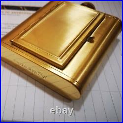 24k Gold Plated Metal 5oz Hip Flask Cigarette Case Wine 24ct Gift Box