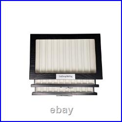 30 Piece Personalized Black Ebony Wood Three Level Fountain Pen Display Case Box