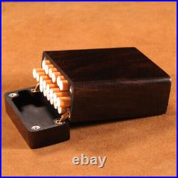 3.8 Ebony Wood Carved Heart Sutra Cigarette Case Box Pack Holder Zen