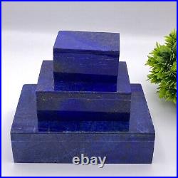 3 Pcs Genuine Lapis Lazuli Boxes Natural Stone Hand Carved Crystal Boxes