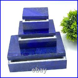 3 Pcs Genuine Lapis Lazuli Boxes Natural Stone Hand Carved Crystal Boxes