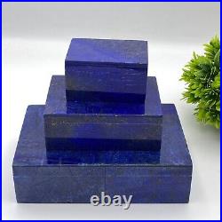 3 Pcs Genuine Lapis Lazuli Boxes Natural Stone Hand Carved Crystal Boxes