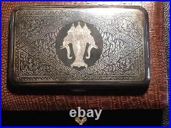 4.6 ounce Thailand cigarette case original box great vintage shape 4.56 ounces