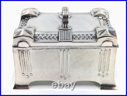 Antique Art Nouveau SZANDRIK Austria-Hungarian Silverplated Lidded Box, ca. 1905