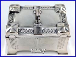 Antique Art Nouveau SZANDRIK Austria-Hungarian Silverplated Lidded Box, ca. 1905