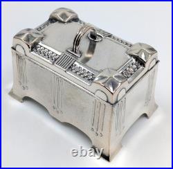 Antique Art Nouveau SZANDRIK Austria-Hungarian Silverplated Lidded Box, ca. 1905