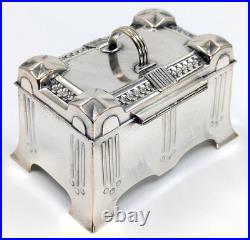 Antique Art Nouveau SZANDRIK Austria-Hungarian Silverplated Lidded Box, ca. 1905