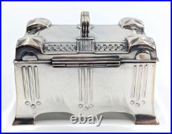 Antique Art Nouveau SZANDRIK Austria-Hungarian Silverplated Lidded Box, ca. 1905