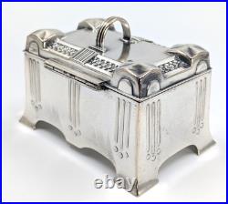 Antique Art Nouveau SZANDRIK Austria-Hungarian Silverplated Lidded Box, ca. 1905