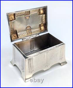 Antique Art Nouveau SZANDRIK Austria-Hungarian Silverplated Lidded Box, ca. 1905