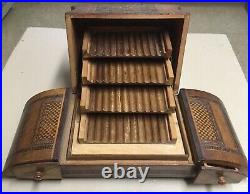 Antique Expanding Fold Out Cigarette/Match Box Wooden Inlays Marquetry Italy