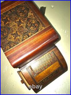 Antique Expanding Fold Out Cigarette/Match Box Wooden Inlays Marquetry Italy