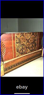 Antique Expanding Fold Out Cigarette/Match Box Wooden Inlays Marquetry Italy