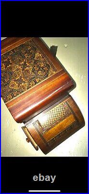 Antique Expanding Fold Out Cigarette/Match Box Wooden Inlays Marquetry Italy