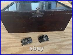 Antique Hickok Initial Belts NY Display Advertising Case & 2 Buckles