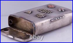 Antique Imperial Russ Faberge Cigarette Case Silver Enamel-1886-Boxed Tsar's Era