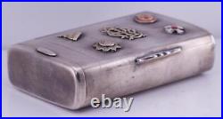 Antique Imperial Russ Faberge Cigarette Case Silver Enamel-1886-Boxed Tsar's Era