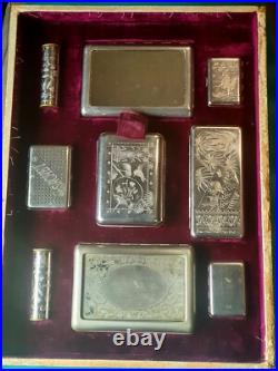 Antique Jahncke Ltd Tin Cases Salesman's Sample Collection Box 9 Pieces Rd 1880