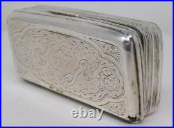 Antique Swedish 1884 Sterling Silver Snuff Box ATL Mono & From Workers