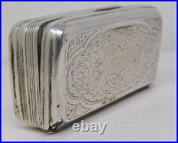 Antique Swedish 1884 Sterling Silver Snuff Box ATL Mono & From Workers