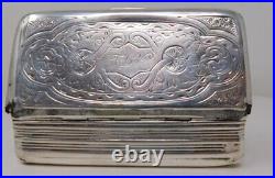 Antique Swedish 1884 Sterling Silver Snuff Box ATL Mono & From Workers