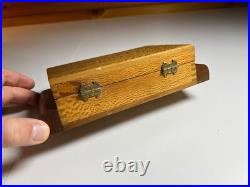 Antique Vintage Art Deco Playing Card Box Case Ornate QUILTED MAPLE Wood Wooden