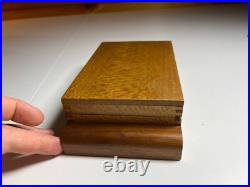 Antique Vintage Art Deco Playing Card Box Case Ornate QUILTED MAPLE Wood Wooden