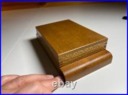 Antique Vintage Art Deco Playing Card Box Case Ornate QUILTED MAPLE Wood Wooden
