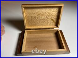 Antique Vintage Art Deco Playing Card Box Case Ornate QUILTED MAPLE Wood Wooden